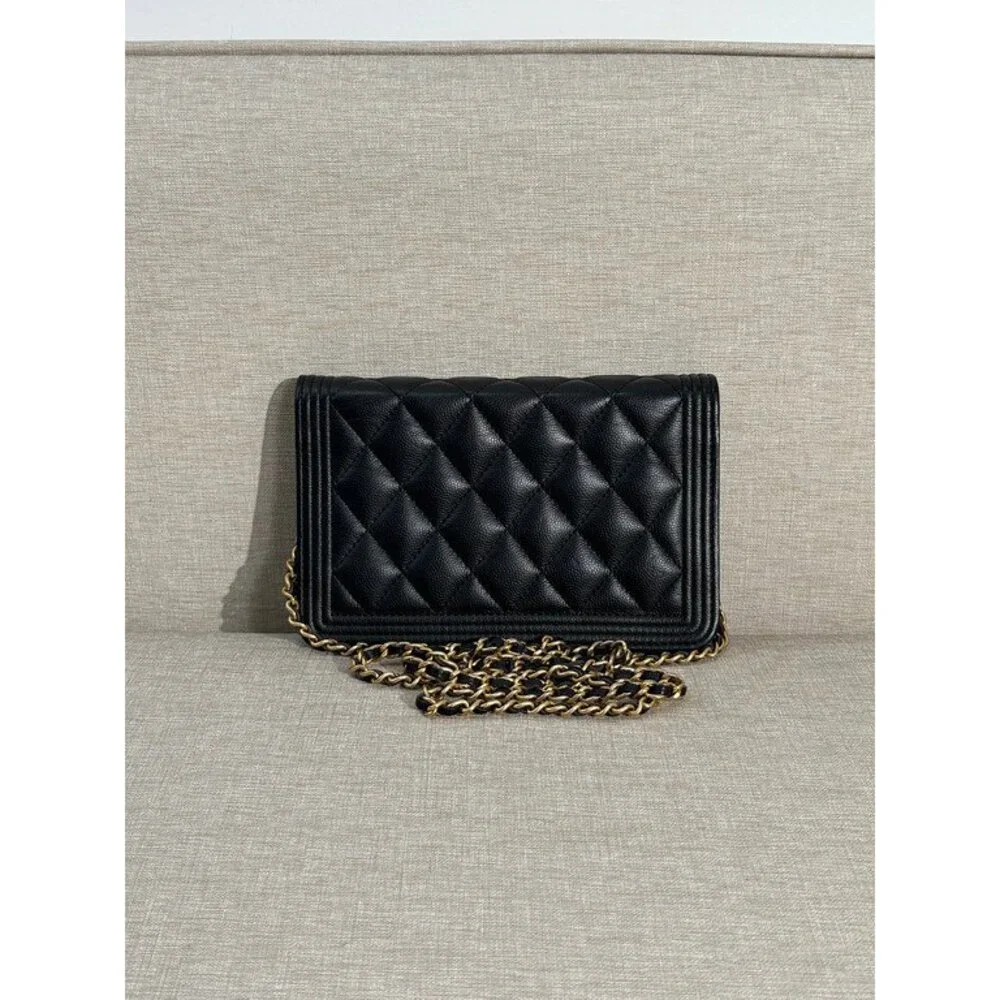 CHANEL Black Caviar Boy WOC GHW